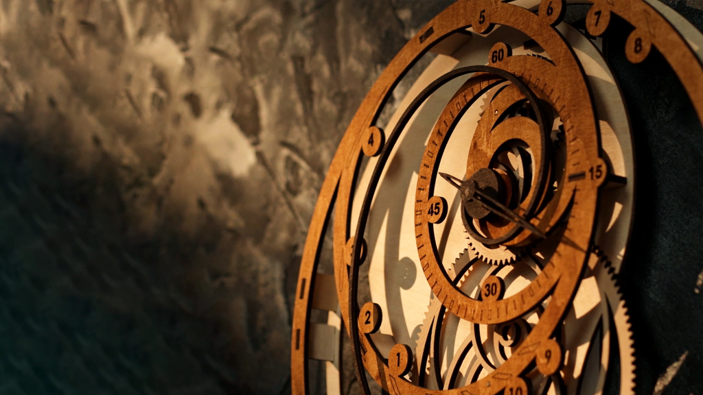 3D Puzzle Mechanical Wooden Clock PuzzleFlow Fibonacci 46 Pieces