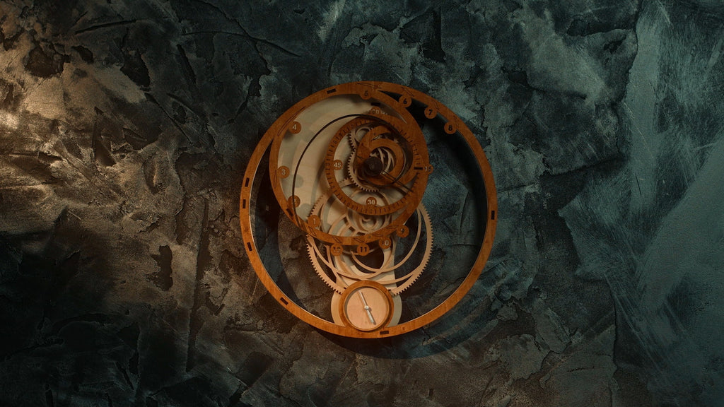 3D Puzzle Mechanical Wooden Clock PuzzleFlow Fibonacci 46 Pieces