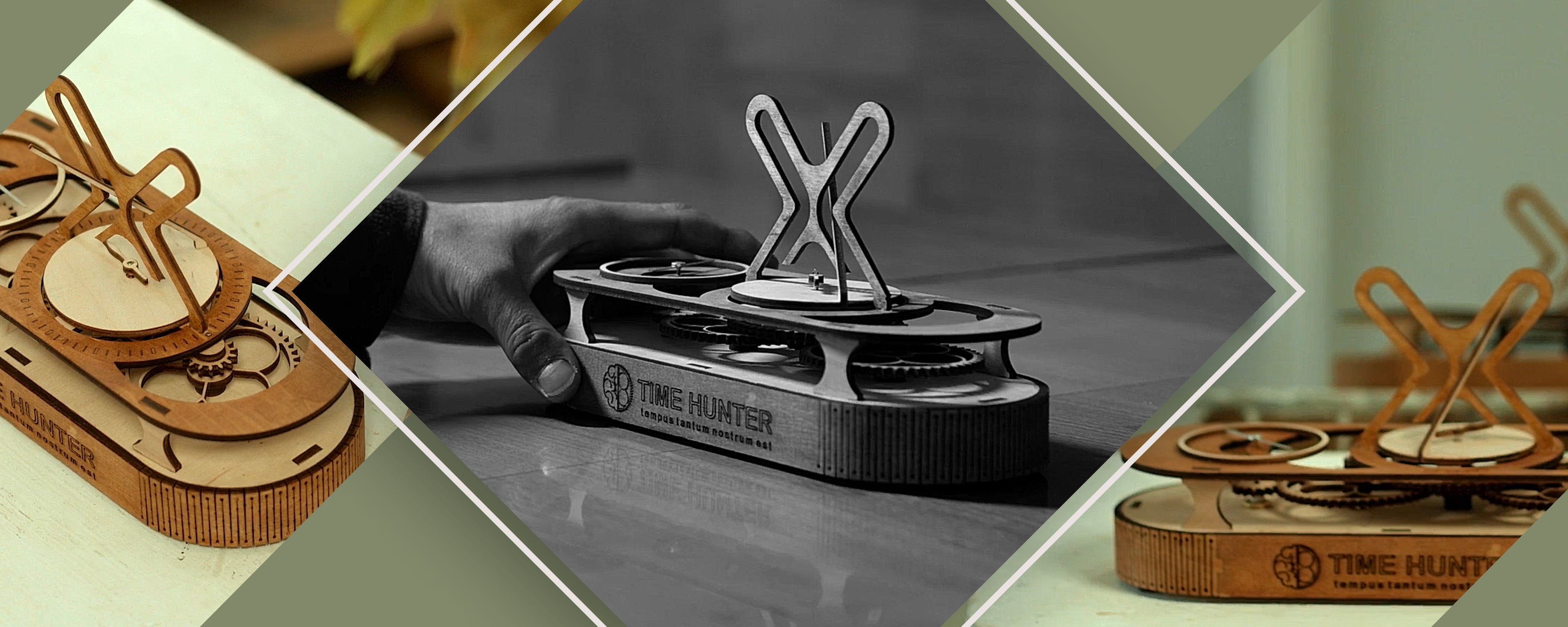 3D Puzzle Mechanical Wooden Clock PuzzleFlow Hyperbola 54-piece Mechanical Wooden Table Clock