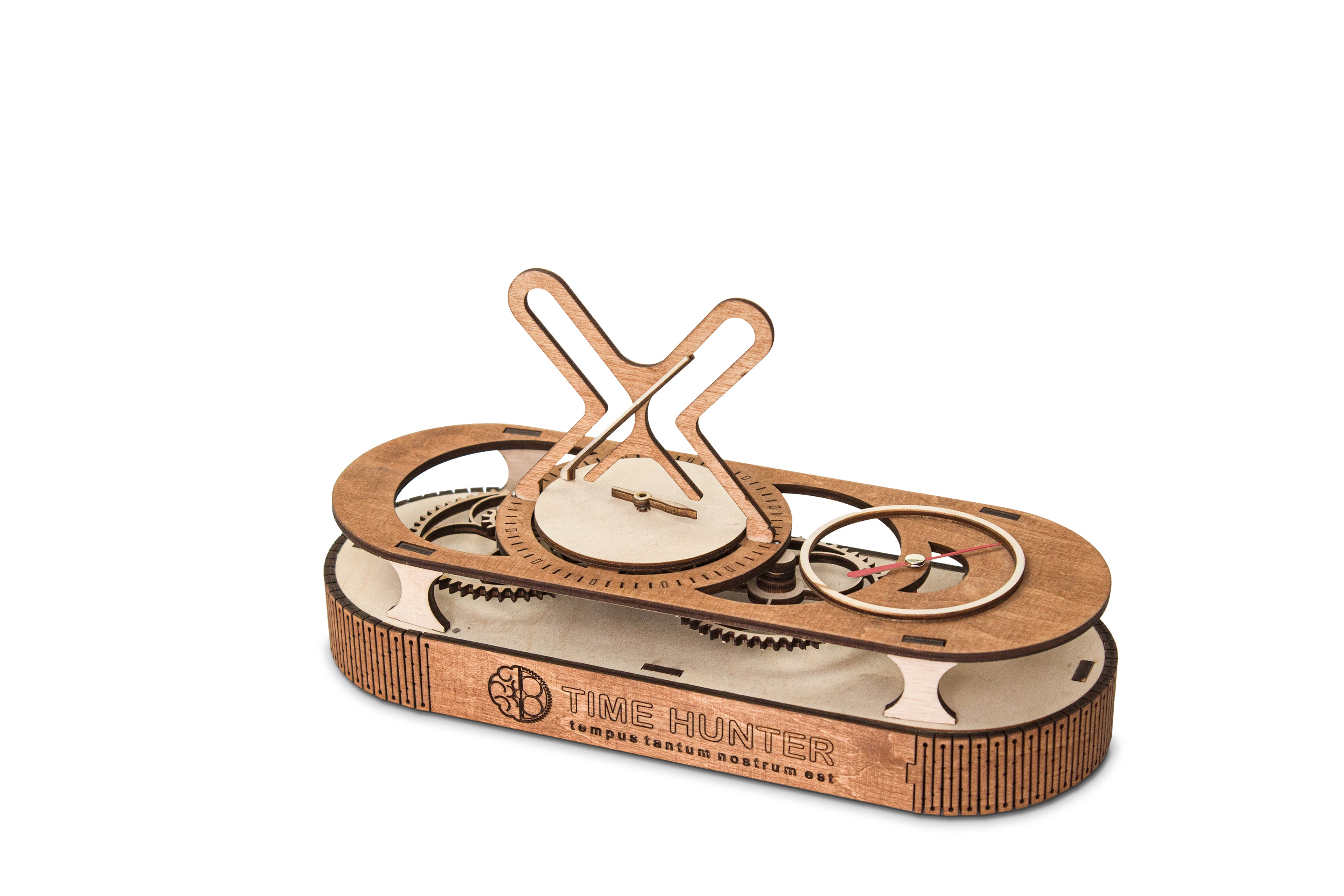 3D Puzzle Mechanical Wooden Clock PuzzleFlow Hyperbola 54-piece Mechanical Wooden Table Clock