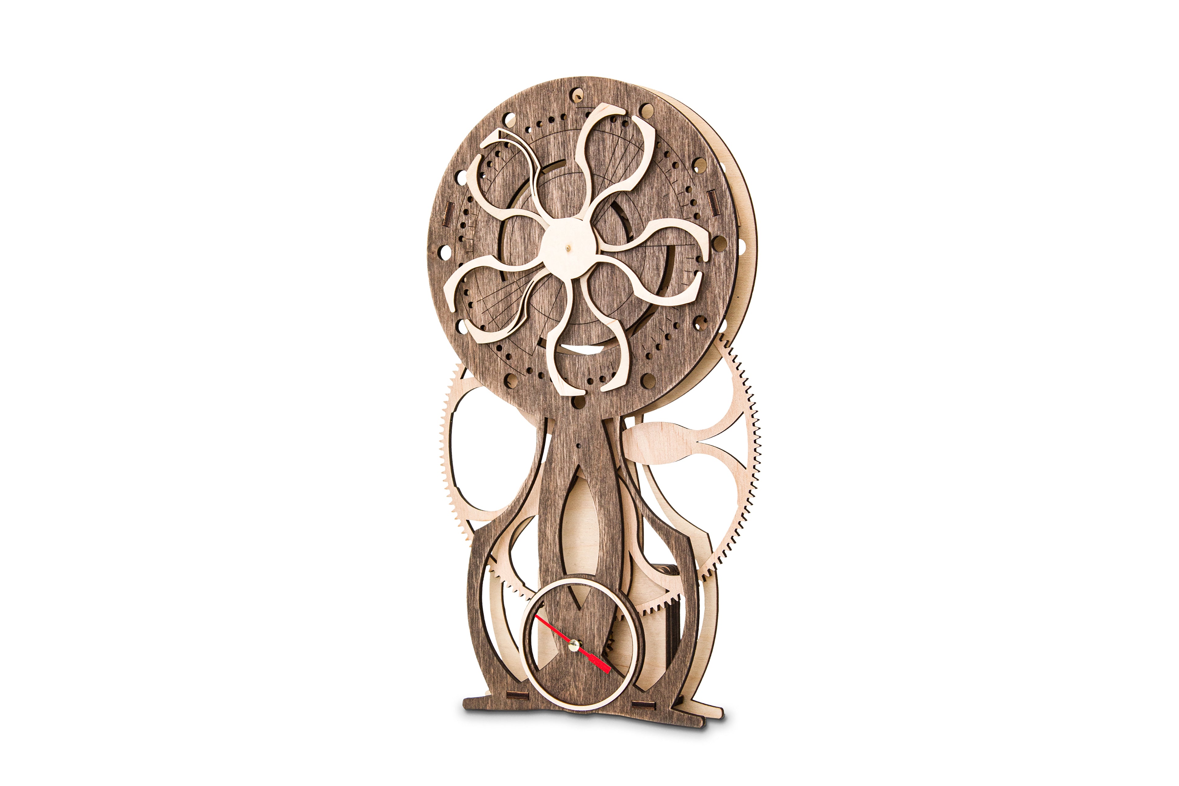 3D Puzzle Mechanical Wooden Clock PuzzleFlow Mechanical Wooden Table Clock Don Quixote 43 pieces