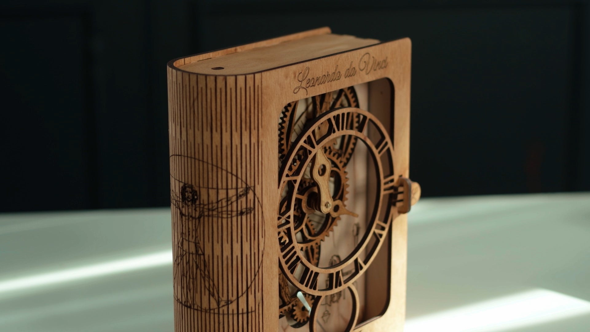 3D Puzzle Mechanical Wooden Clock PuzzleFlow DaVinci 36-piece Mechanical Wooden Table Clock