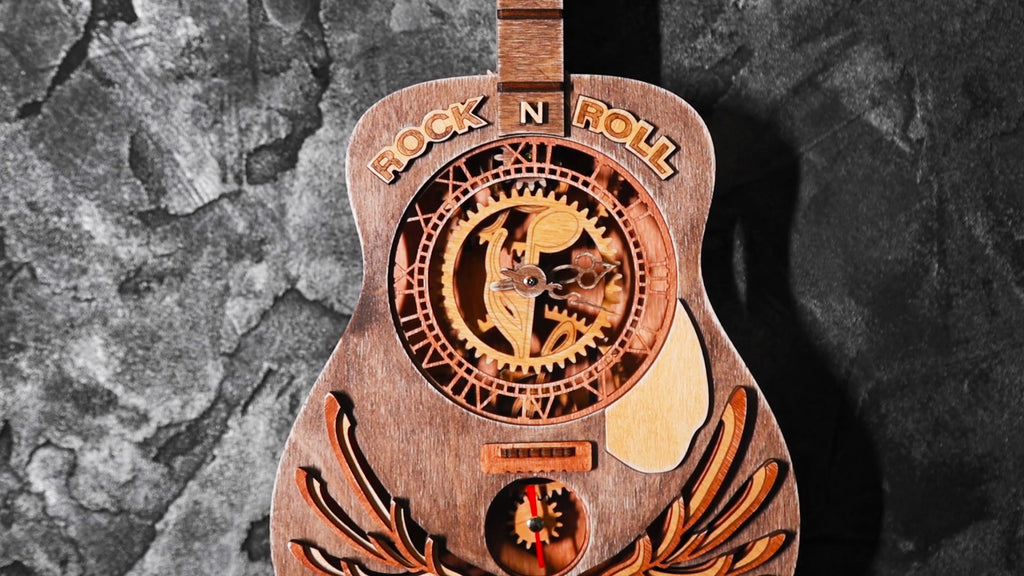 3D Puzzle Mechanical Wooden Clock PuzzleFlow Elvis 62 Pieces