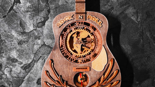 3D Puzzle Mechanical Wooden Clock PuzzleFlow Elvis 62 Pieces