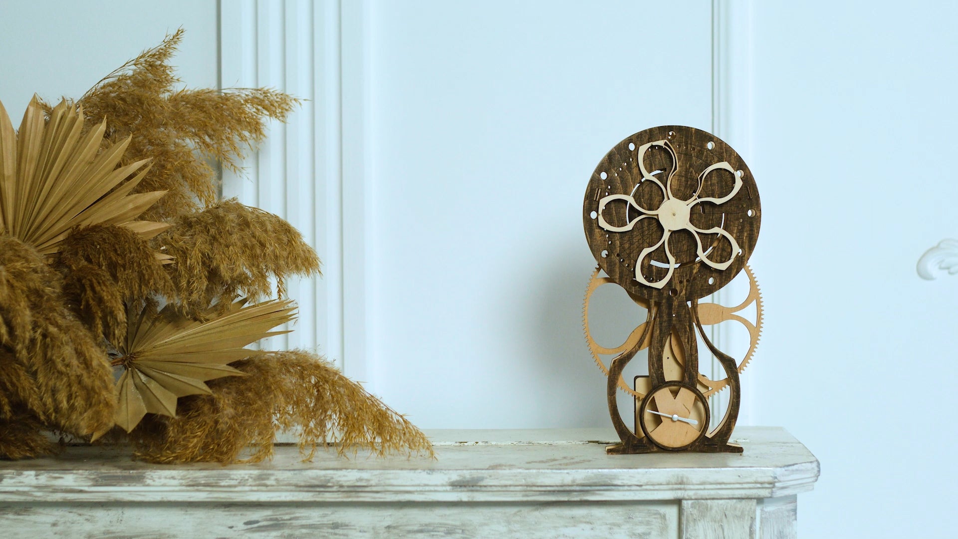 3D Puzzle Mechanical Wooden Clock PuzzleFlow Mechanical Wooden Table Clock Don Quixote 43 pieces